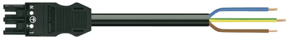 Câble de raccordement MIDI 3×2.5mm² 20A 400V 2m cod.A prise-libre noir Cca 