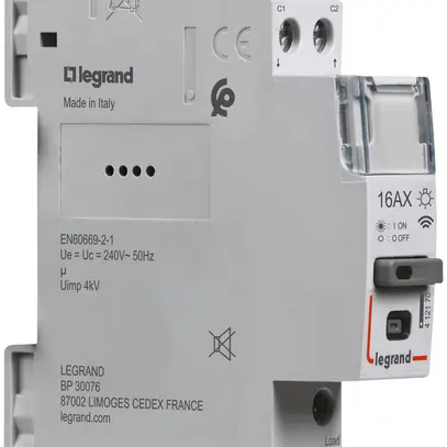 Relais à impulsion AMD Legrand CX3 Netatmo, 16A 230VAC 1S, LED+interrupteur, 1UM 