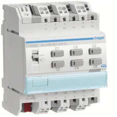 Modulo di uscita AMD KNX Hager system 16A C carico sestuplo 