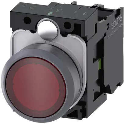 Pulsante luminoso Siemens SIRIUS ACT c.supporto+LED 1Ch rosso anello front.met. 