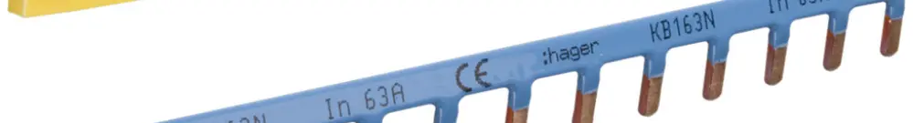 Phasenschiene Hager 1L Stift 10mm² 63A 228×13mm blau 