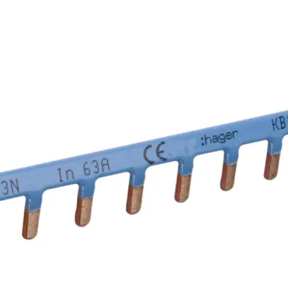 Phasenschiene Hager 1L Stift 10mm² 63A 228×13mm blau 