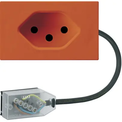 Prise INC 1×type 13 Hager FLF pour câble plat Technofil L3 orange 