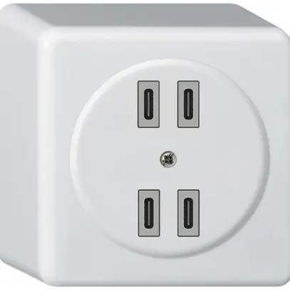 Presa di carica USB AP Hager basico 2×C-C 2×20W o 4×10W 5V 86×86mm bianco 
