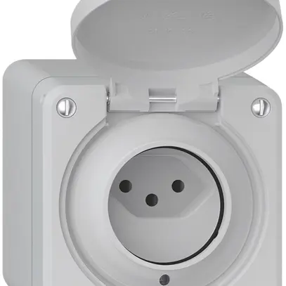 Prise AP robusto 1×type 13 lumineux IP55 gris clair 