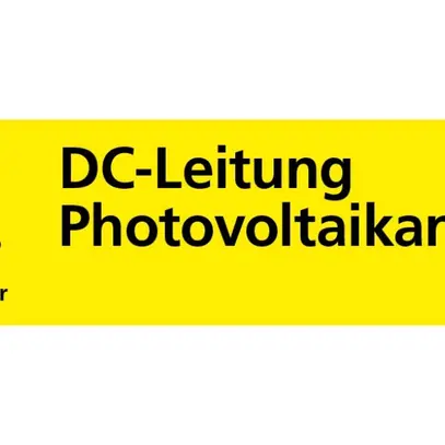 Kleber gelb «DC-Leitung Photovoltaikanlage» deutsch 