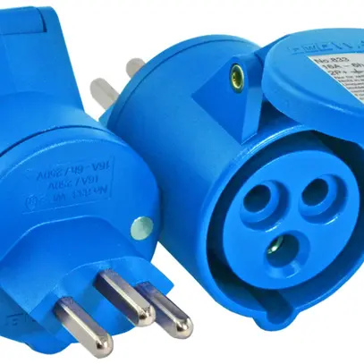 Adapter CH T23 – CEE 16, blau 6h LNPE 250V 16A 