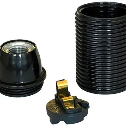 Portalampada Elektrogros E14 thermoplast con filetto esterno nero 