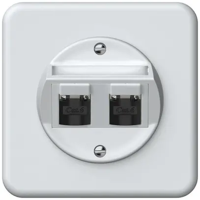 Boîte de raccordement ENC origin 2×RJ45 8(8) cat.6 oblique blindé 92×92mm blanc 