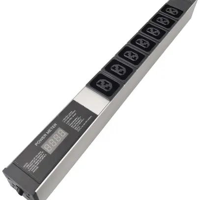Prise multiple 19" PDU-Line 7×IEXC13/C19 affichage 3m embout de câble 1UH noir 