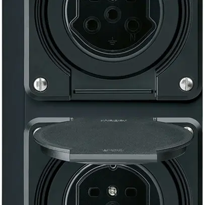 Combi AP 2×1 HA robusto 2×tipo 15 con morsetti a innesto con coperchio nero 