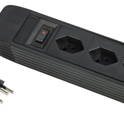 Prise multiple PRINCIPIO 3×type 13 horizontal câble 5m interrupteur noir 