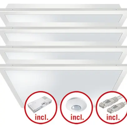 Set di lampade LED INS ESYLUX CELINE-2 600×600 4×30W 827…865 16000lm opale 