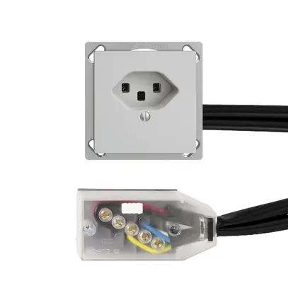 Presa INS EDIZIOdue T23 L2 grigio chiaro per cavo piatto Technofil 