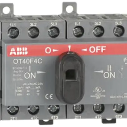 Commutateur de charge INC ABB OT40F4C, 4P 40A/690V, commutation ouverte I-O-II 