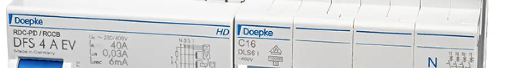 Kit Doepke 32A, LS, FI N-sinistra, barra colletrice, alimentazione in alto 
