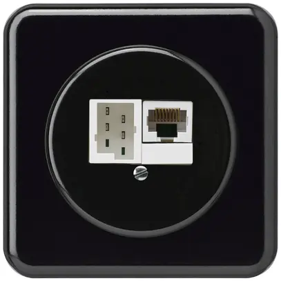 Scatola di raccordo INC basico 1×RJ45u+1×TT83 nero 