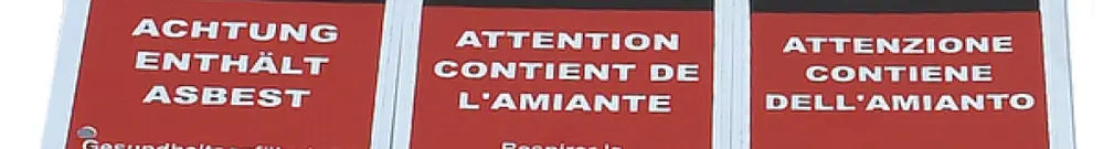 Adesivo avvertimento amianto tedesco, 90×230mm 