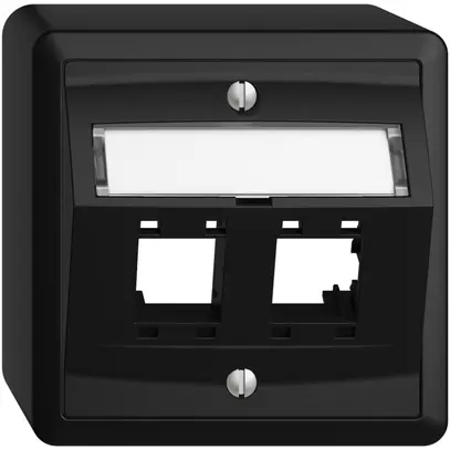 Kit montaggio AP EDIZIOdue, con cappa di uscita obliqua, per 2×RJ45, nero 