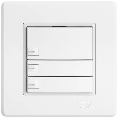 Poussoir universel ENC EDIZIO.liv UNI SNAPFIX® 5…48V a.LED bleu 3× comm.1T bc 