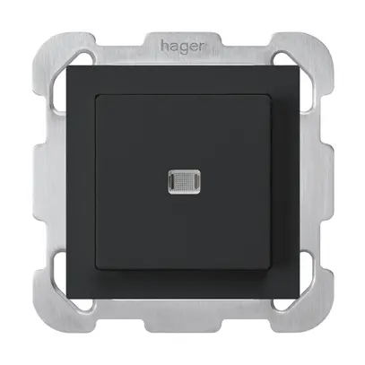 Interrupteur poussoir lumineux ENC kallysto 3/1P noir avec plaque de fixation 
