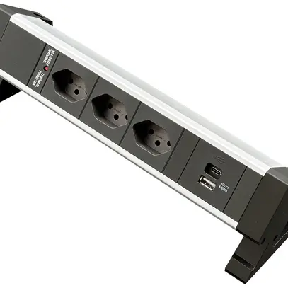 Prise multiple de table Desk-Mountain 3×T13/1×USB-A/1×USB-C 3m T12 F=10A 