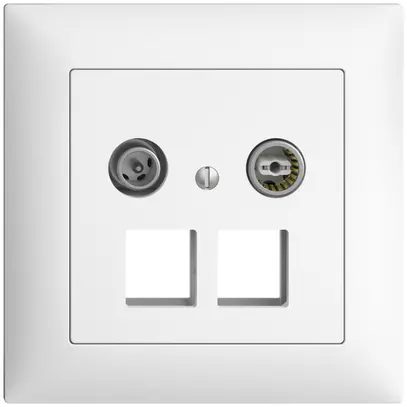 Prise multimédia 19dB ENC Edue FMI, prise d.passage, pour 2×RJ45 Keystone, blanc 