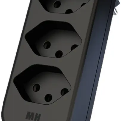 Vierfachstecker Typ 13 maxADAPTturn 10A 250V, 3×Front, 1×unten, drehbar, schwarz 