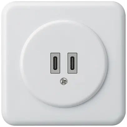 Presa di carica USB INC Hager basico C-C 20W 5V 86×86mm bianco 