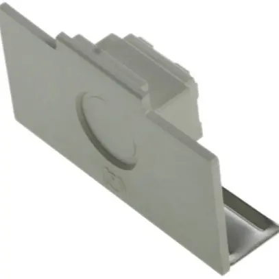 Plaque de fermeture PVC gris pour rail 5 conducteurs 