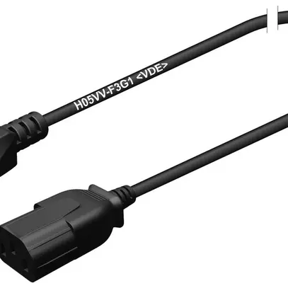 Cavo d'apparecchio spina T12 presa C13 3×1mm² 250VAC/10A nero 1m 