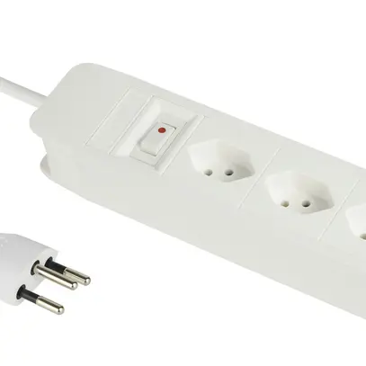 Prise multiple PRINCIPIO 3×type 13 horizontal câble 2m interrupteur blanc 