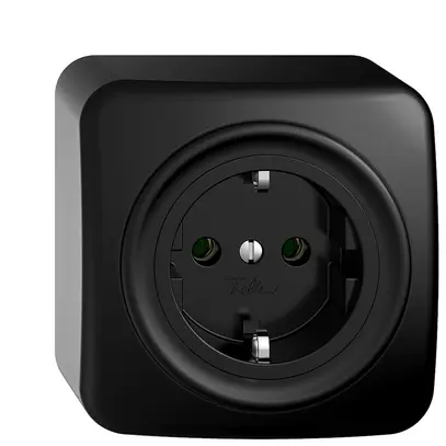 Presa SCHUKO AP Sdue 16A, 250VAC, L+N+PE nero 