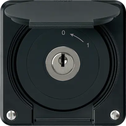 Contact pivotant à clé ENC robusto IP55 noir avec clapet 2P pour combinaison 