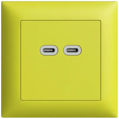 Prise ENC USB 18W 2×type C Feller EDIZIOdue FMI 230V 3600mA lemon 