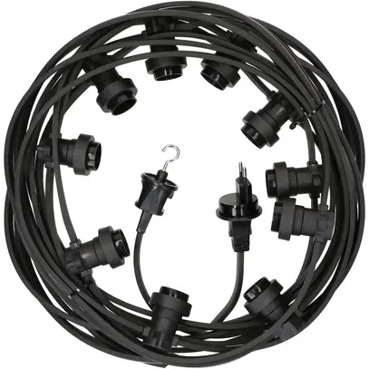 Ghirlanda d'illuminazione MH 11.5m con 10 prese E27 IP55 nero 
