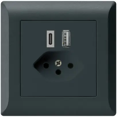Prise de charge USB ENC kallysto.line 18W PD 1×type A 1×type C T13 noir 