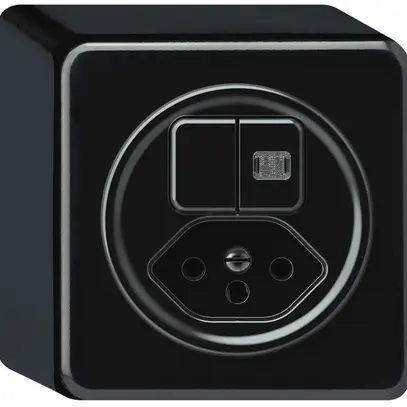 Combinazione AP origin 2×tasti luminoso 2CO+T13 1P 0<1 10A 230V 88×88×54mm nero 