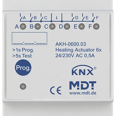 Actionneur de chauffage KNX AMD MDT AKH-0600.03 6-can 0.5A 24…230V 3UM 