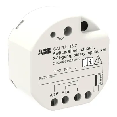 Actionneur-commutateur/jalousie KNX INC ABB SAH/U2.16.2, 2/1-fois, 16AX/250VAC 