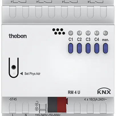 Attuatore-commutatore AMD Theben RM 4 U KNX, 4-volte 16A, 4UM 
