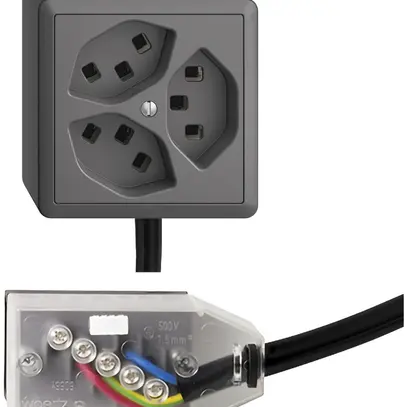 Prise AP 3×T23 16A gris foncé L1 EDIZIOdue pour Technofil 