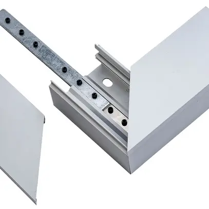 Angle plat 90° ELBRO pour canal 60×40mm aluminium argent anodisé 