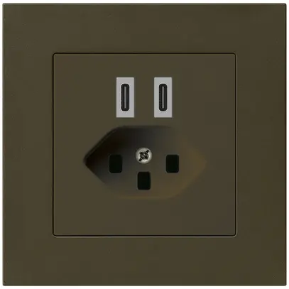 Prise de charge USB ENC Hager kallysto.pro C-C 20W+T23 5V 94×94mm brun 