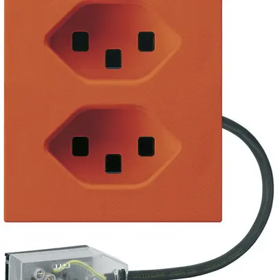 Prise INC 2×type 23 Hager FLF pour câble plat Technofil L3 orange 