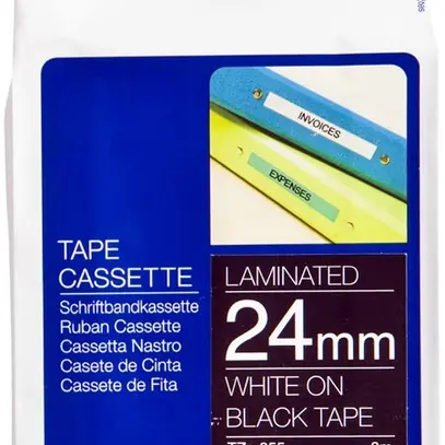 Cassette ruban Brother TZe-355 24mm×8m, noir/blanc 
