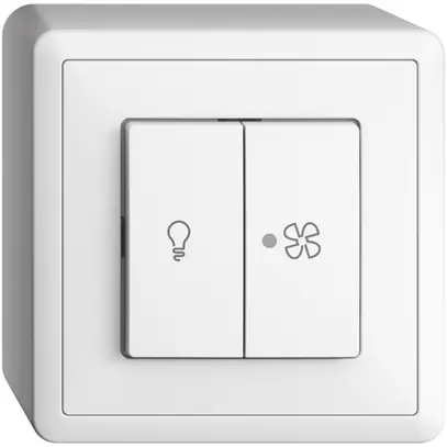 Interruttore AP per luce e ventilaz. EDIZIOdue bianco, LED giallo 