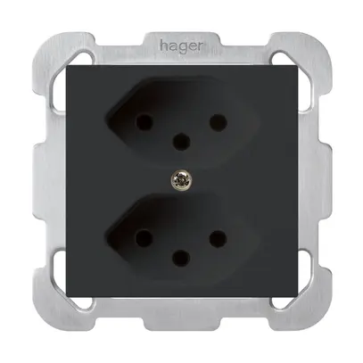 Prise ENC kallysto 2×T13 noir avec plaque de fixation avec plaque de fixation 