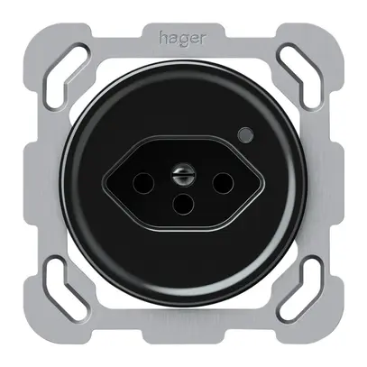 Presa INC origin 1×tipo 13 lum.verde 10A 230V 77×77mm nero 