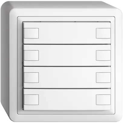 Pulsante univ. AP 4×2t EDIZIOdue bianco, senza LED 